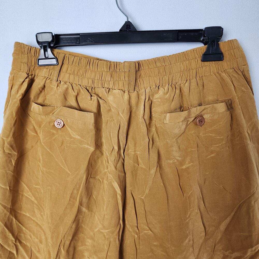 Vintage Avati 100% Pure Silk Mustard Yellow Bermuda Shorts | Women's Medium - Picture 8 of 11